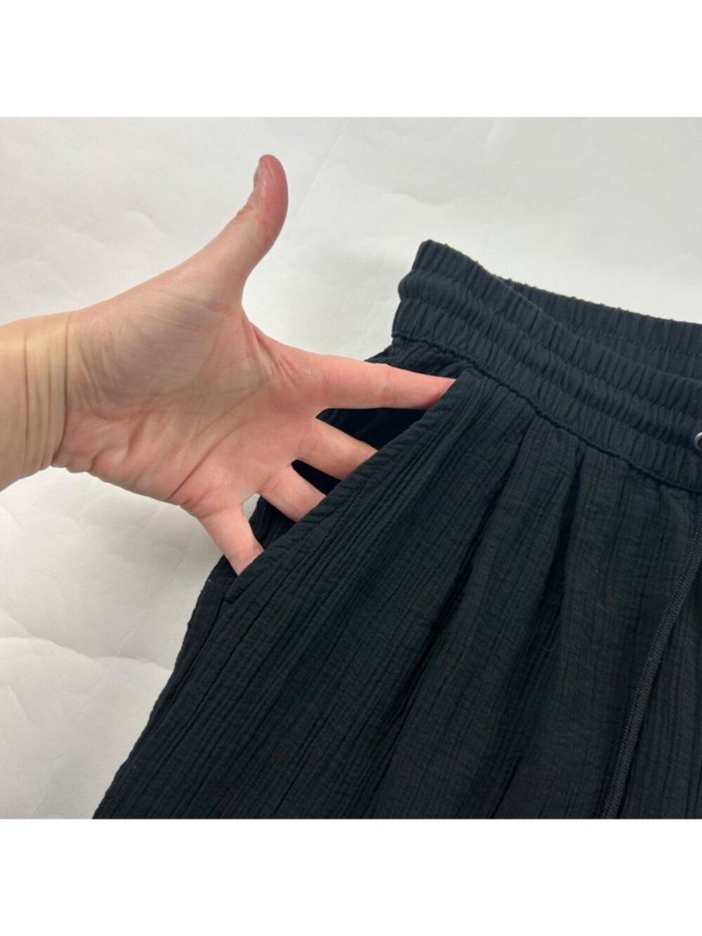 A New Day Black Crinkle Wide Leg Lounge Pant S - Picture 3 of 7
